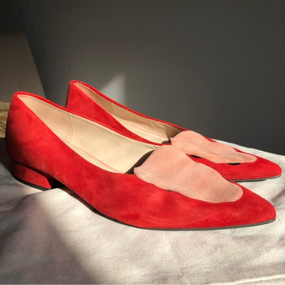 Cole Haan Leah Skimmer Leather Flats red and pink pointy toe Size: 10B - Picture 9 of 12